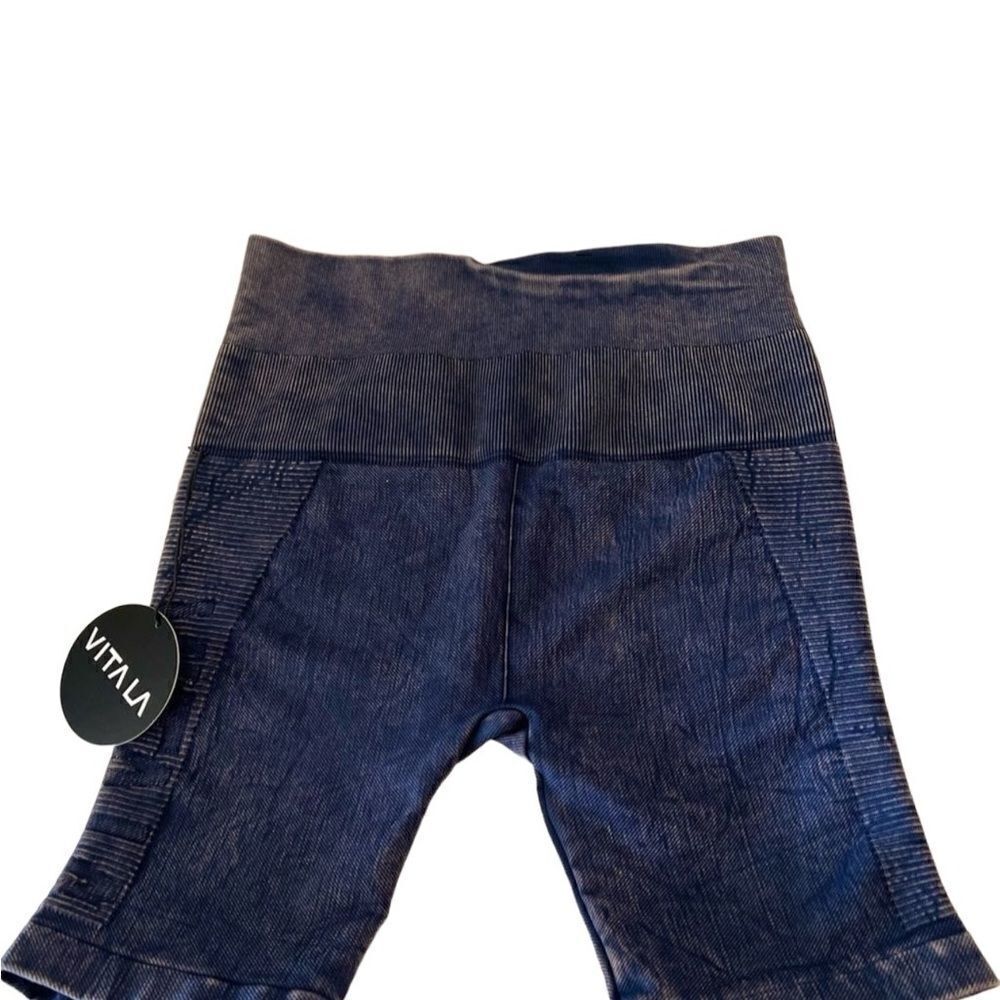 NWT VITA LA Blue Jean Spandex Compression Biker Shorts Sz.M/L